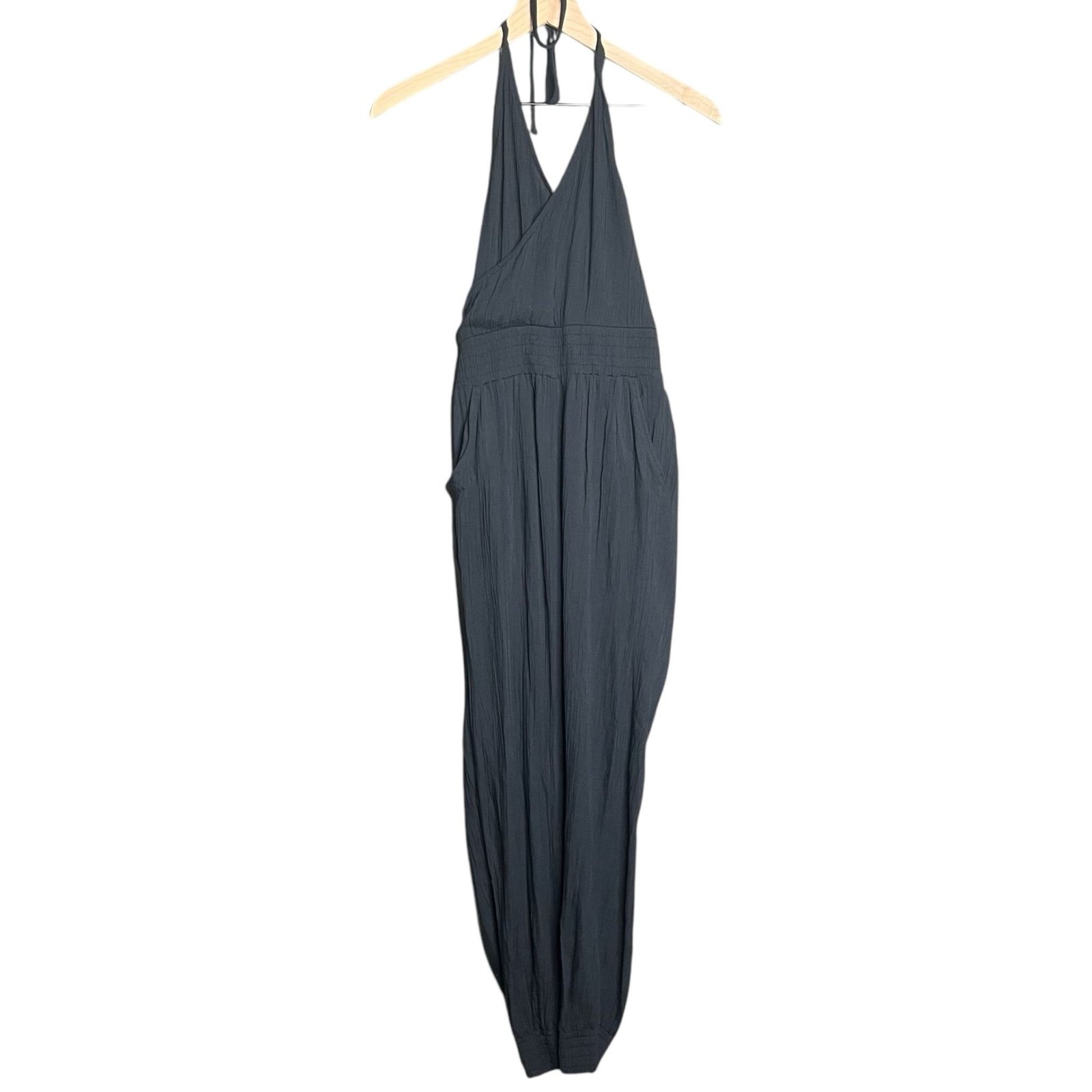 Prana Fernie Jumpsuit Black Halter Neck Jogger Style Size XS