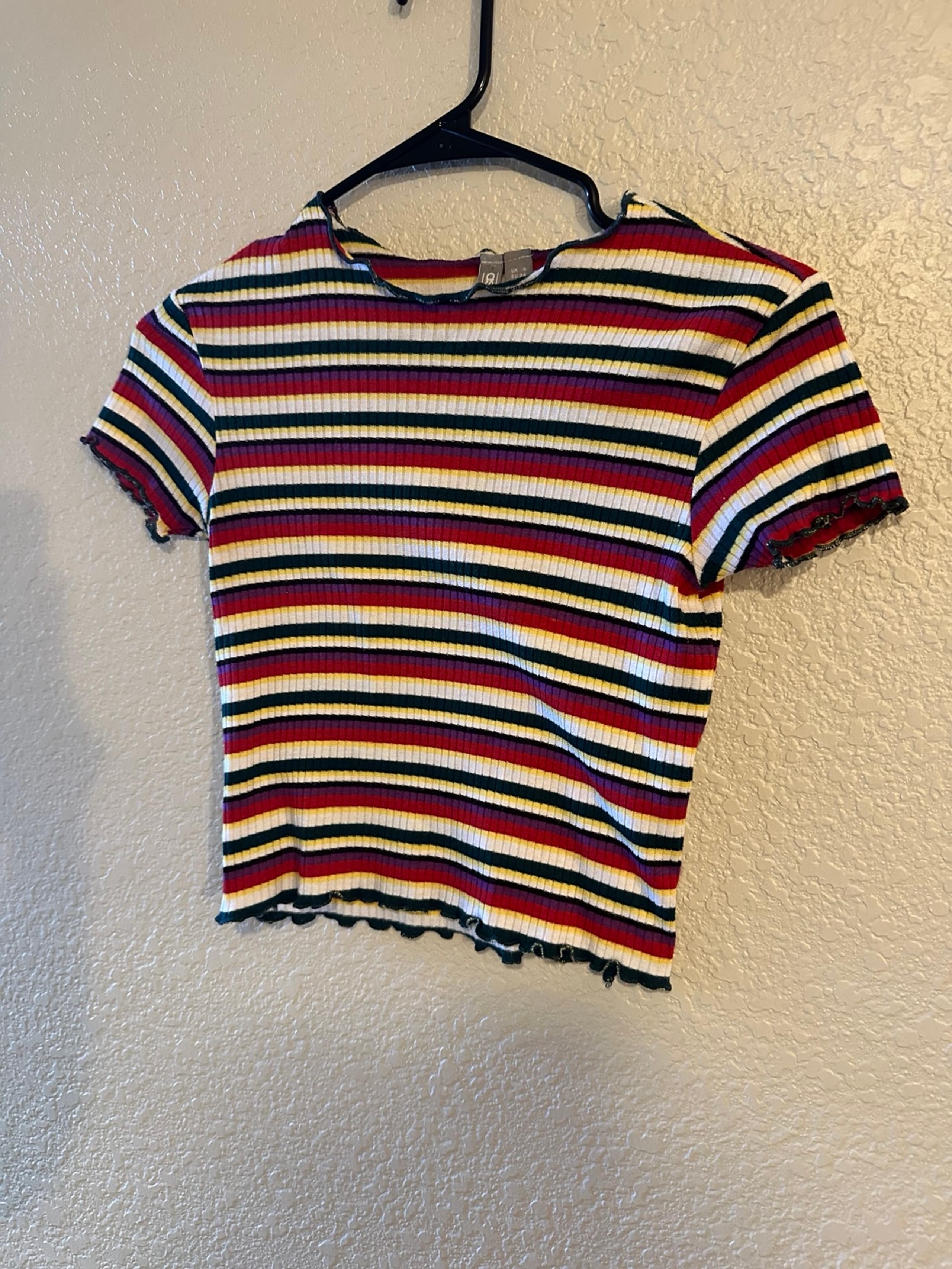 ASOS Stripped Ribbed Crop T-Shirt