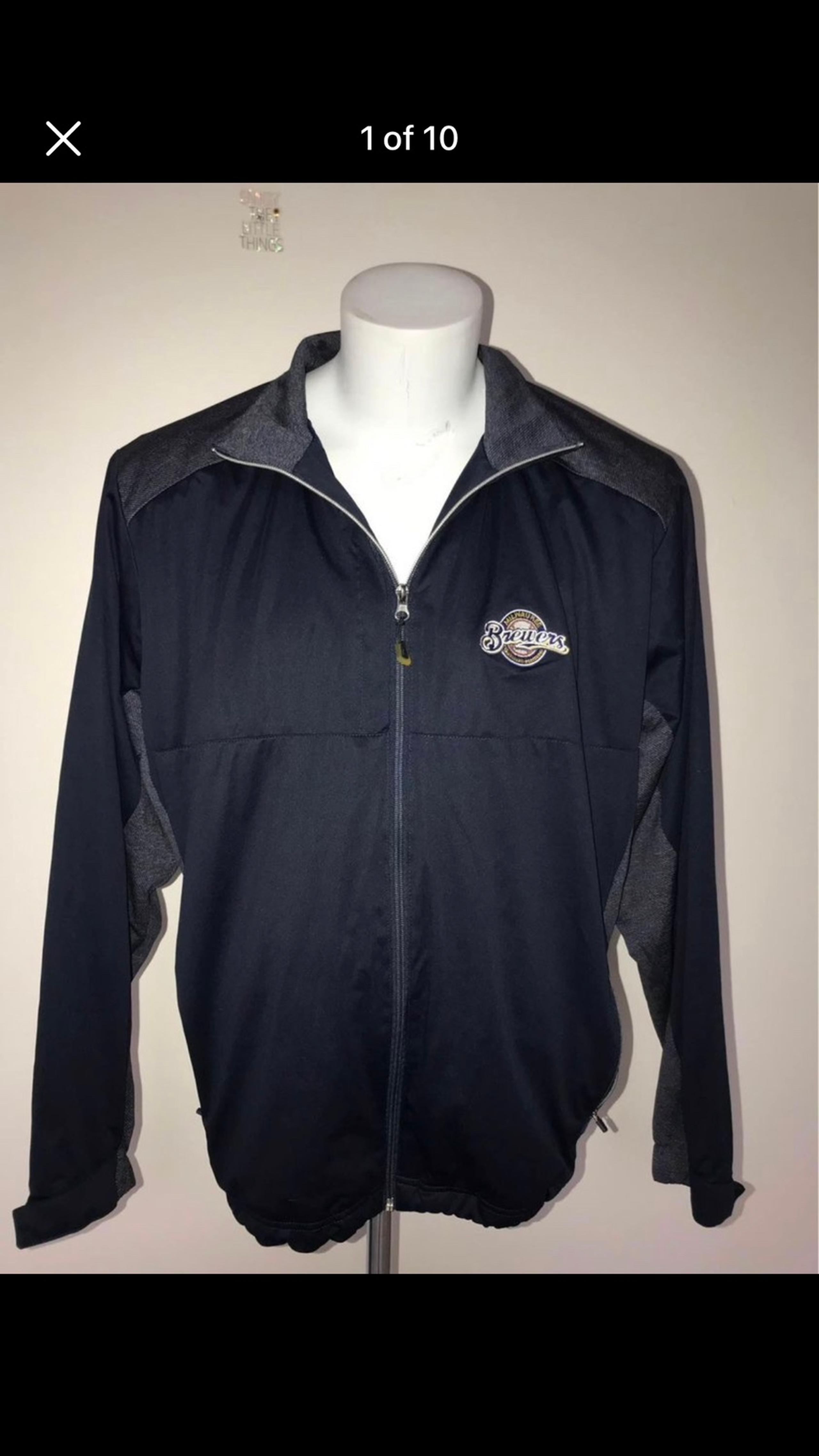Antigua Milwaukee Brewes Mens Windbreaker Jacket Size Xl Great Condition