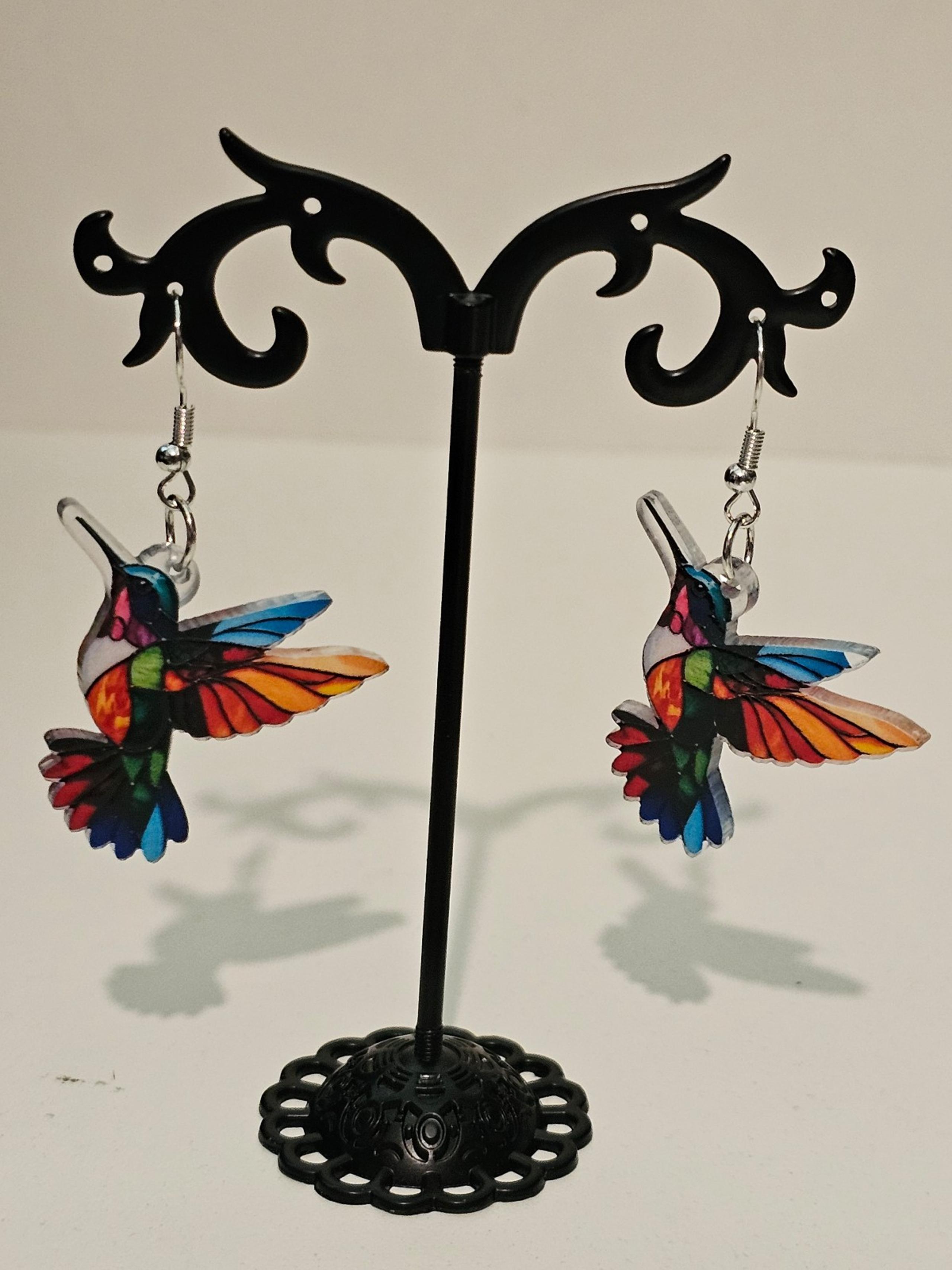 New Acrylic hummingbird earrings