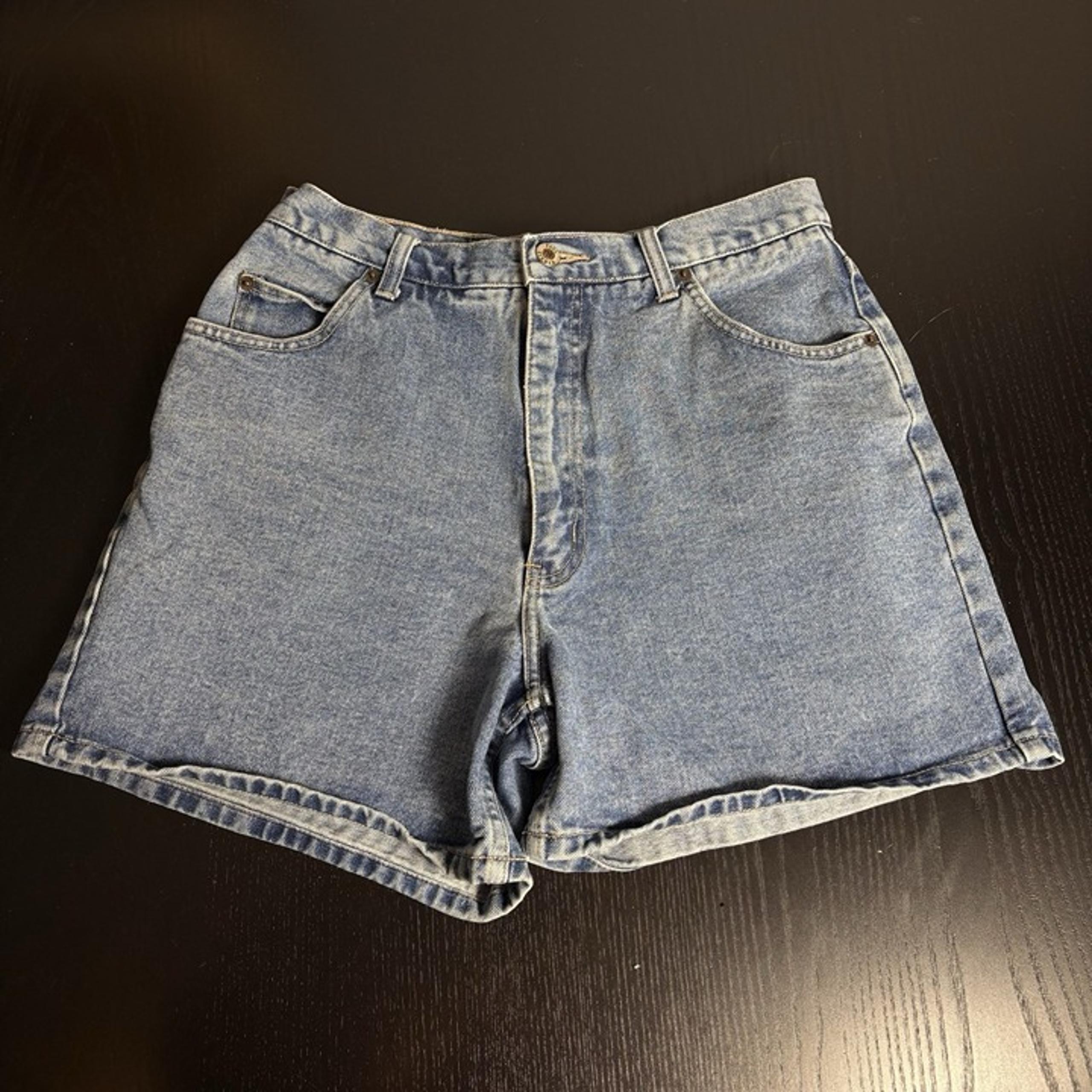 Vintage 90s Womens Size 12 (29" Waist) Blue Denim Mom Shorts High Waist 1990s