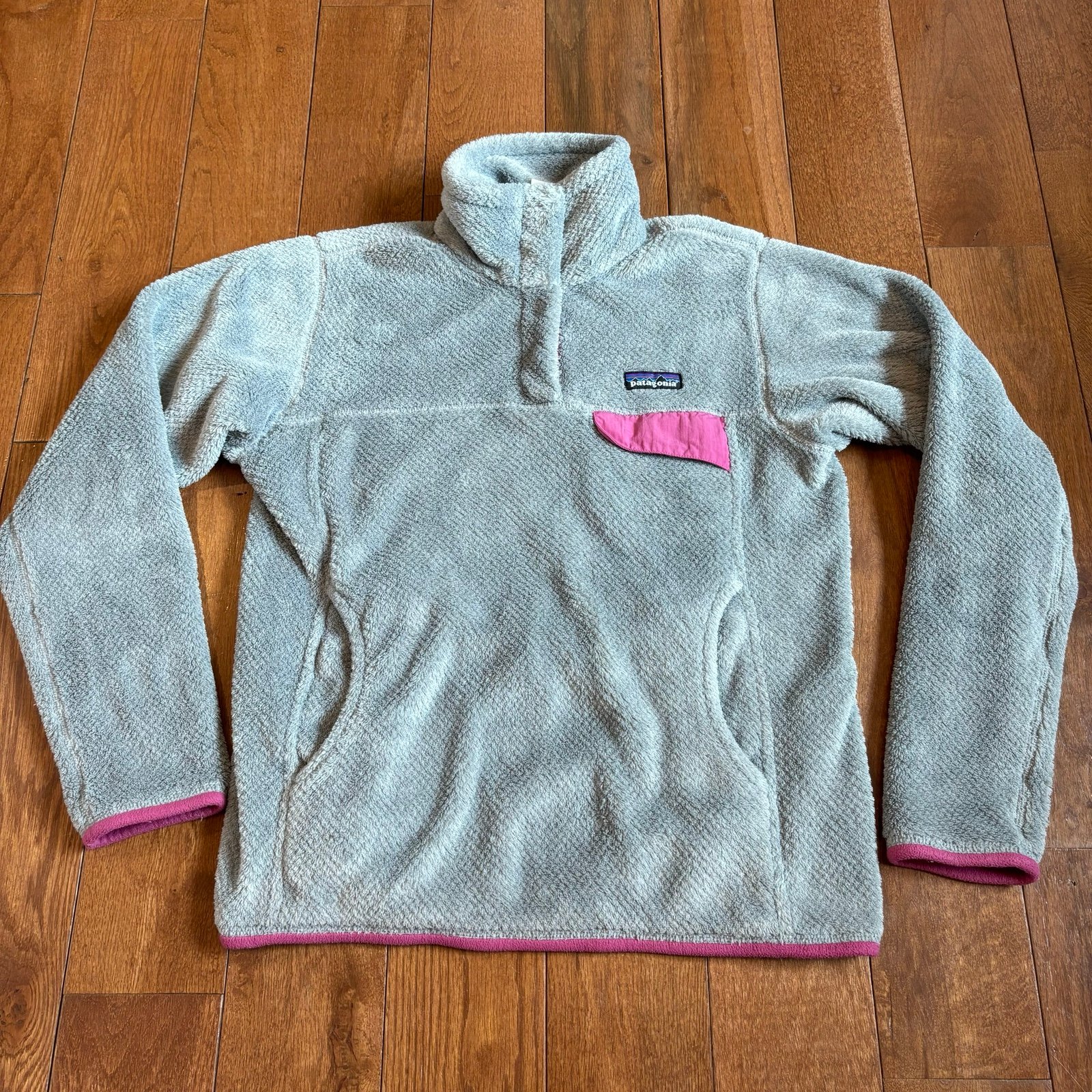 Womens Patagonia Re-Tool T Snap Fleece Pullover Gray Pink 25442 sz Small
