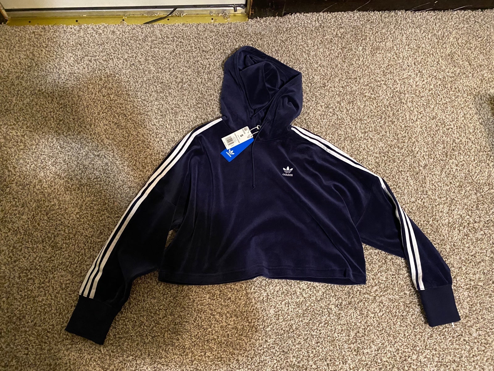 Womens Adidas Navy Cropped Hoodie Size Small New with Tags