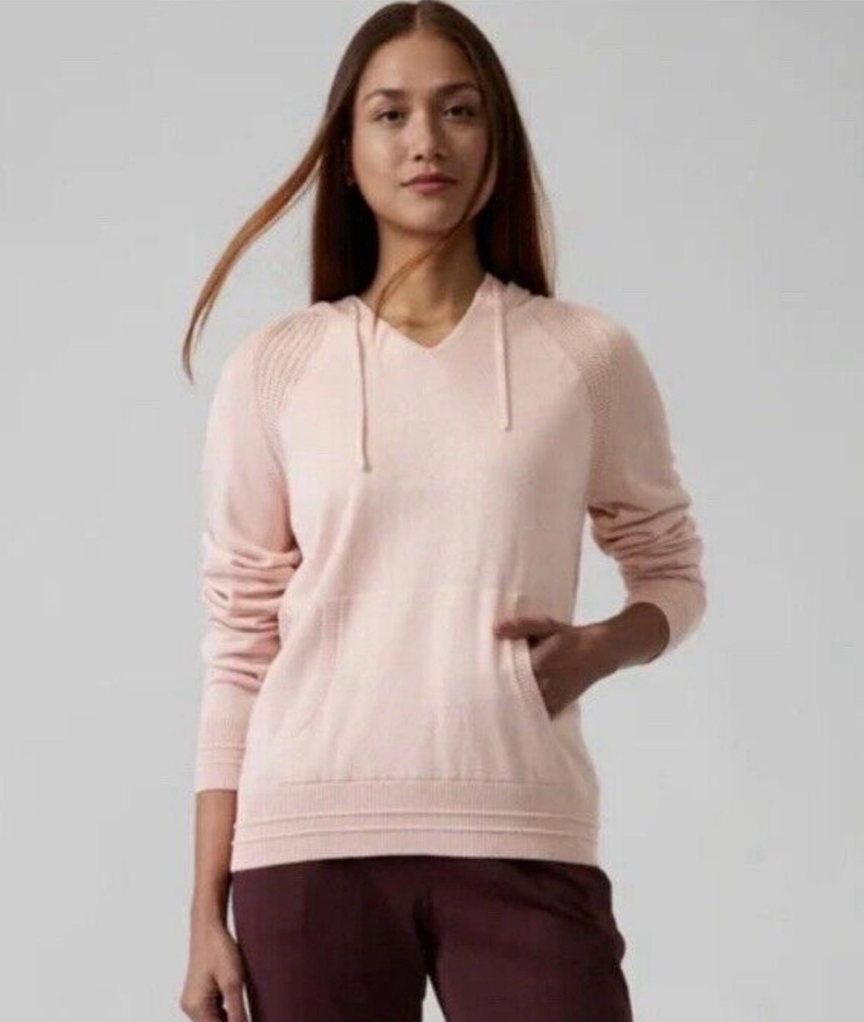 Athleta Evergreen Hydrangea Pink Hoodie Sweater, Athleisure, Casual, Size M
