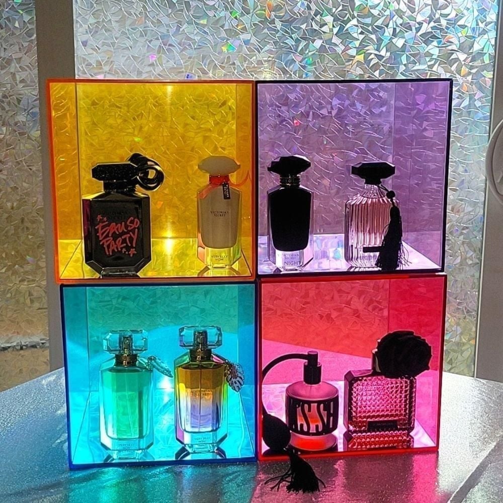 RARE HTF Vintage Pink VS Acrylic Square Display Prop Shelf Pink Purple Blue
