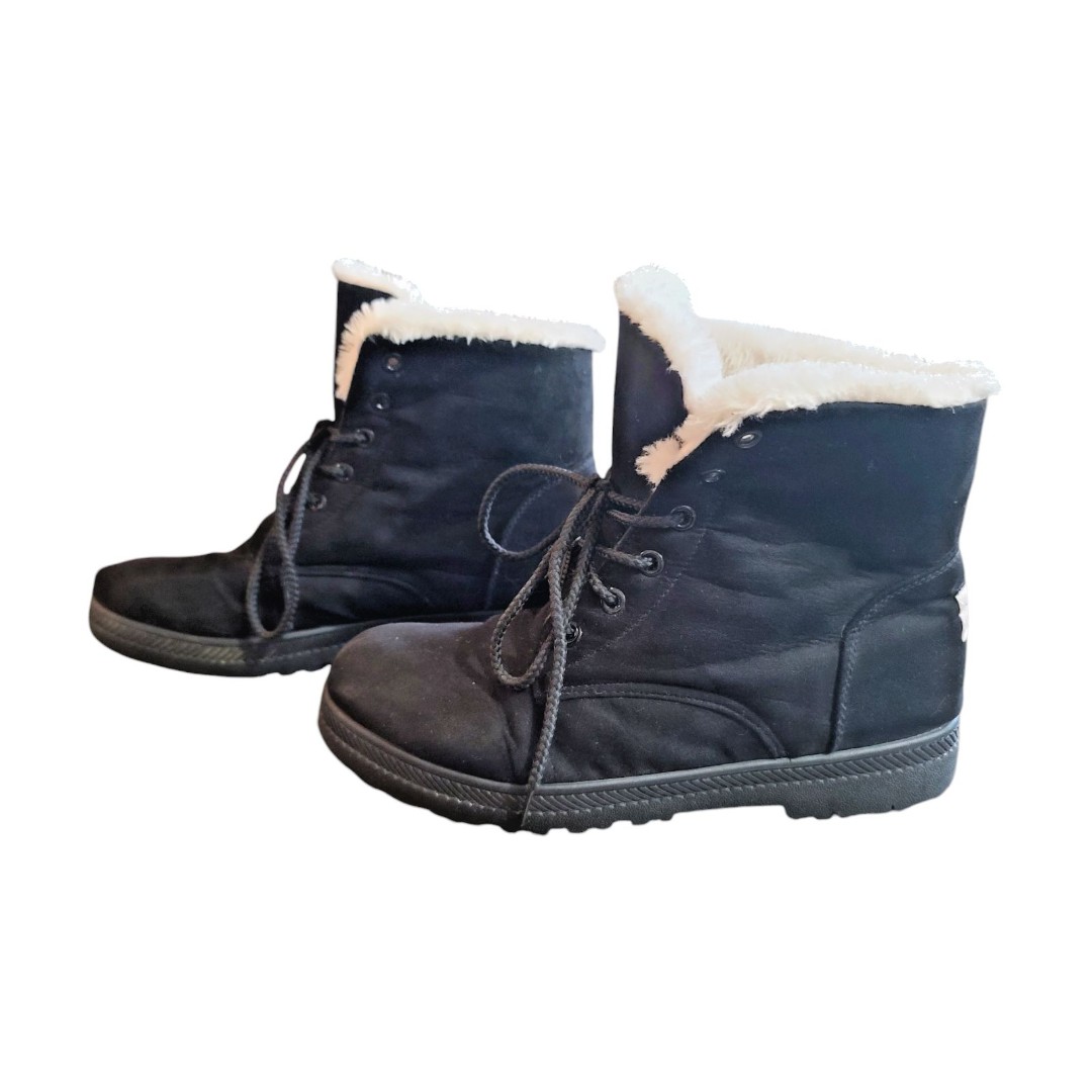 Sql Womens B5CT Black Fuzzy Lined Boots Size 9