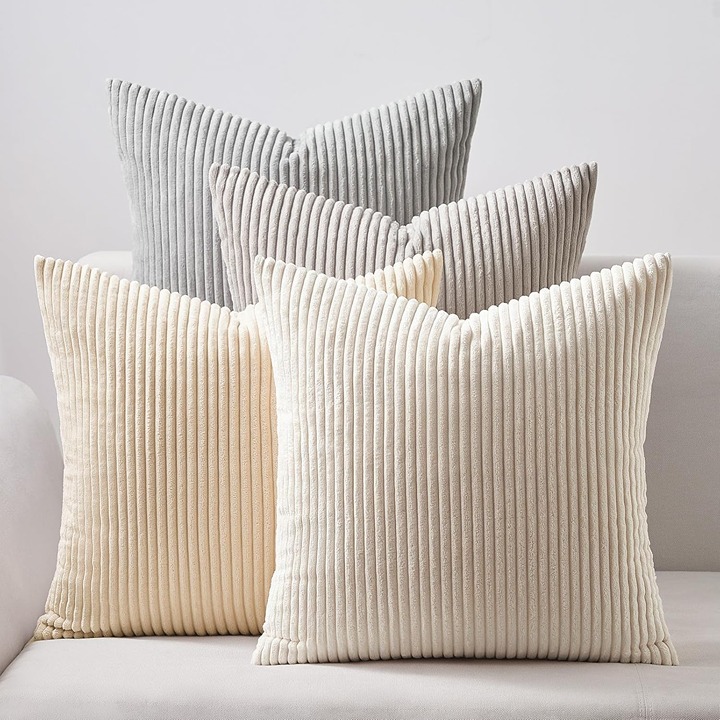 4 Packs Neutral Decorative Throw Pillows Covers 18x18 Inch