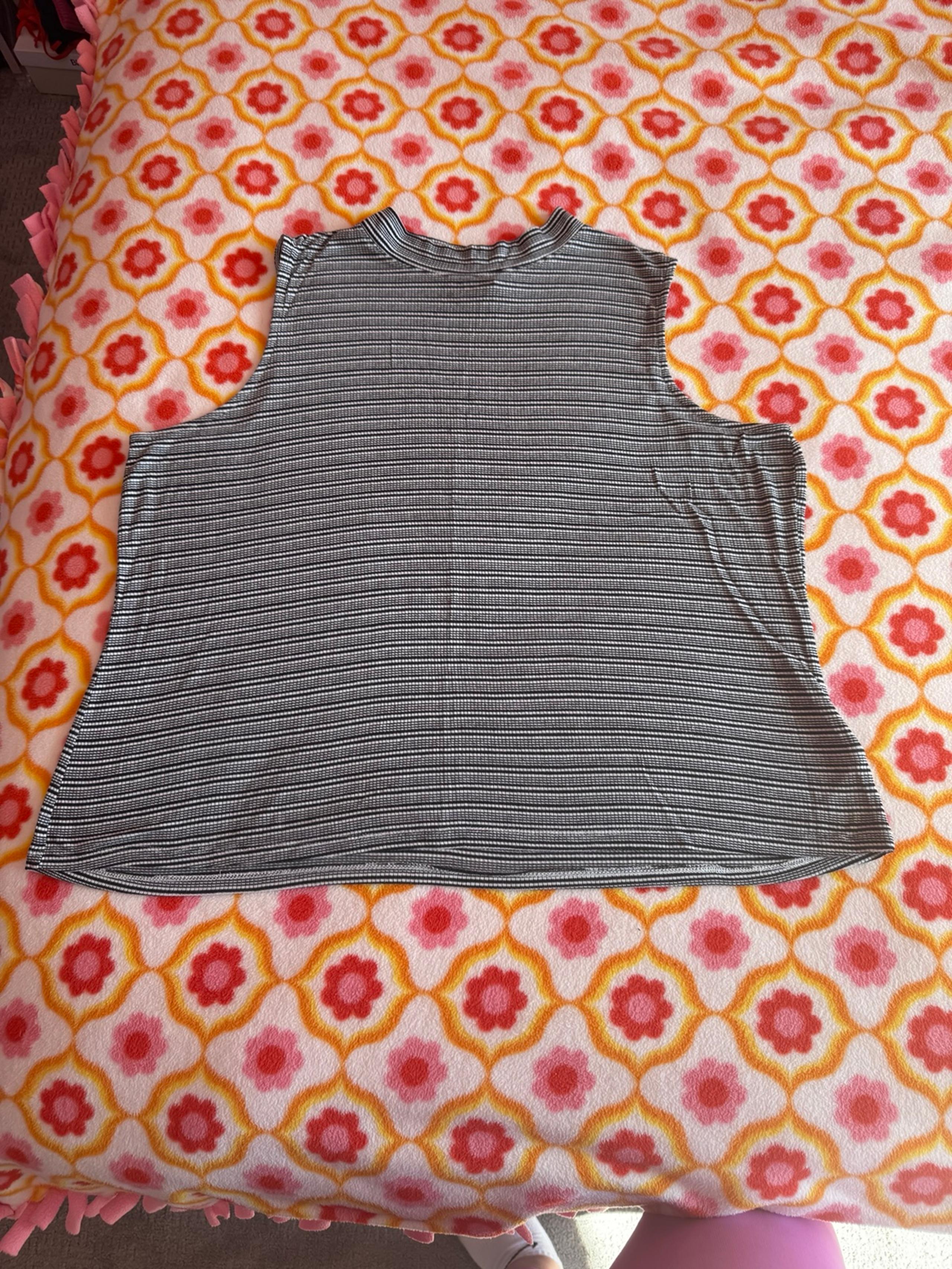 Striped Sleeveless Turtle Neck Top - Black and White