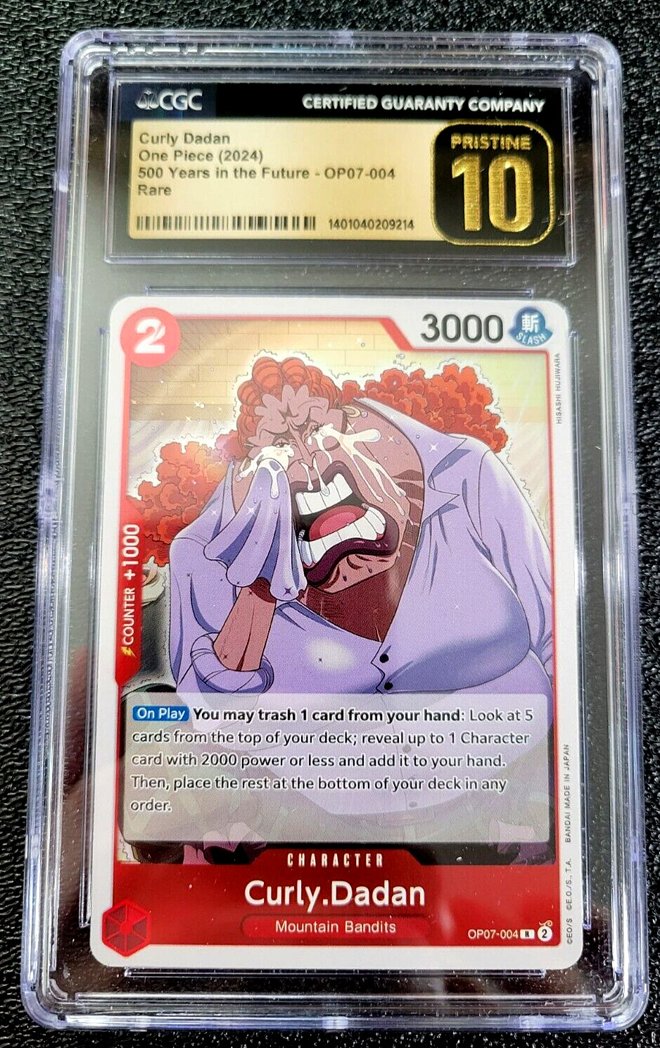 CGC 10 PRISTINE RARE 2024 CURLY DADAN ONE PIECE 500 YEARS IN THE FUTURE G5775