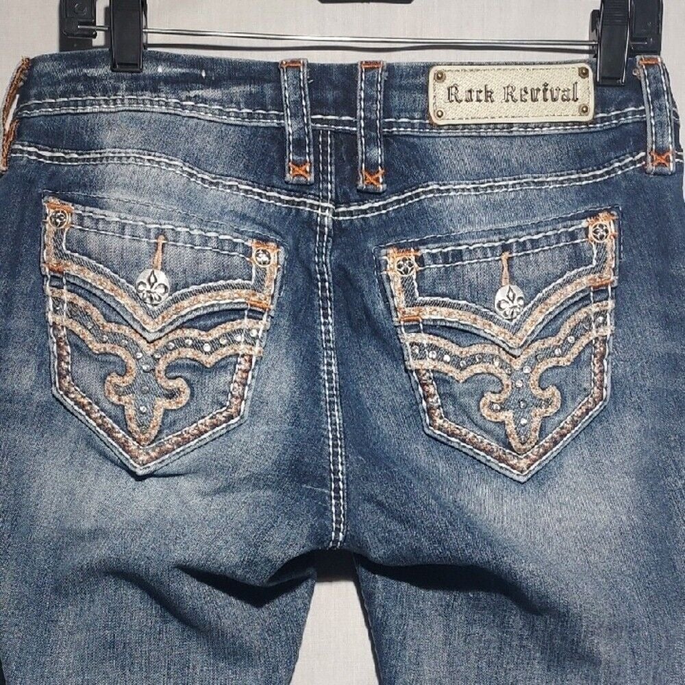 Rock Revival Delara mid-rise Curvy crop embellished women's jeans size 27