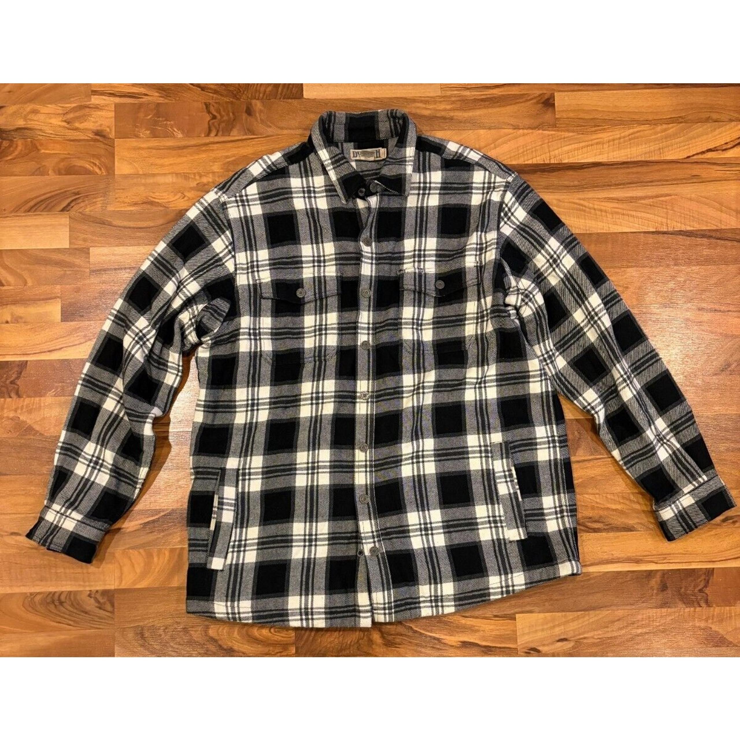 Duluth Trading Co Shirt Jacket Men XL Tall Gray Plaid Flapjack Jac Fleece Lined