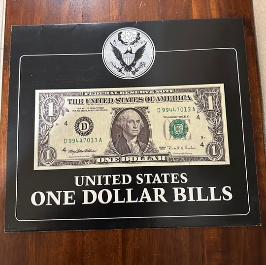 Uncirculated 1995 Uncut Dollar Bills