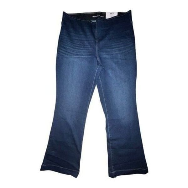 INC International Concepts Plus Size Pull On Flare Leg Jeans Cranberry Wash 14W