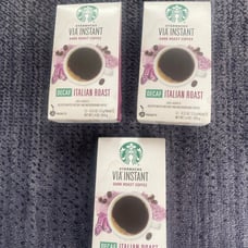 ⭐️Starbucks Via Instant Dark Roast Coffee ⭐️Decaf Italian Roast Packets 3-12CT