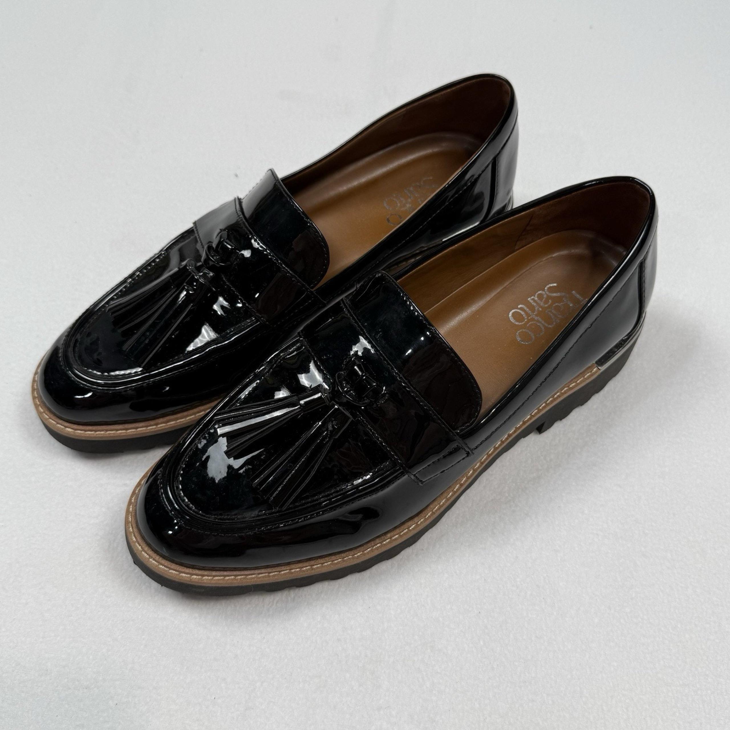 Women's Carolynn Tassel Loafers Black Patent Leather 8.5M - Franco Sarto