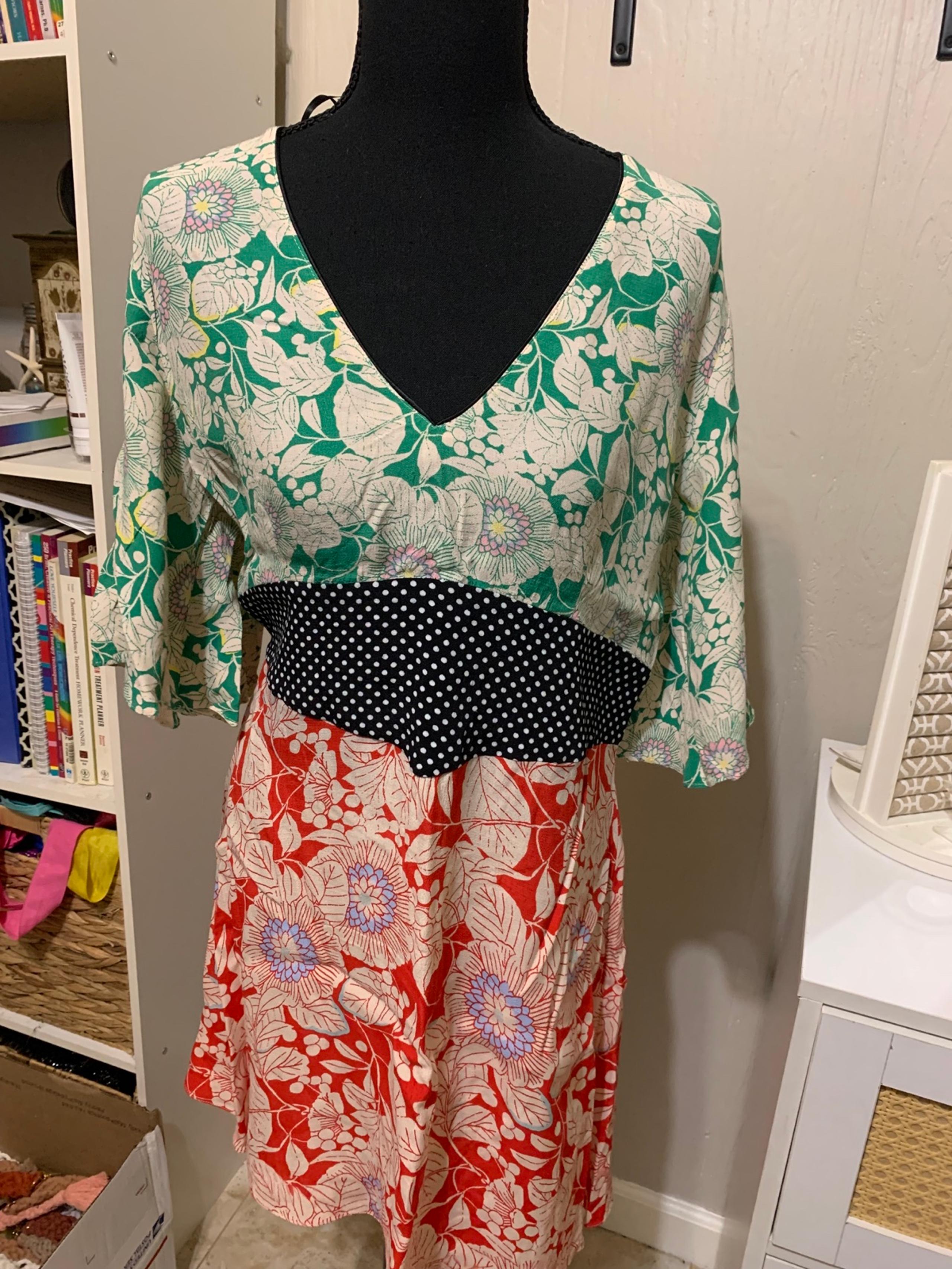 Topshop Green and White Flutter Sleeve Sundress