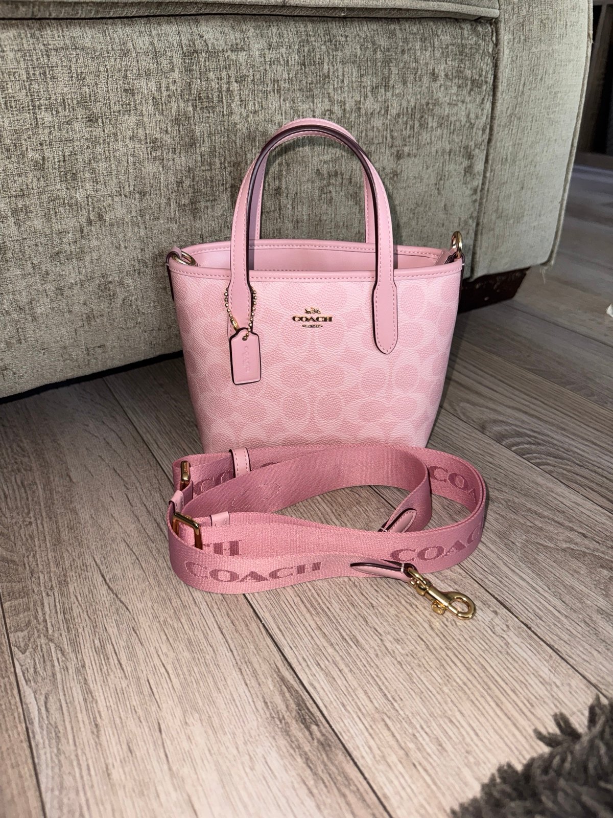 Coach mini city tote powder pink