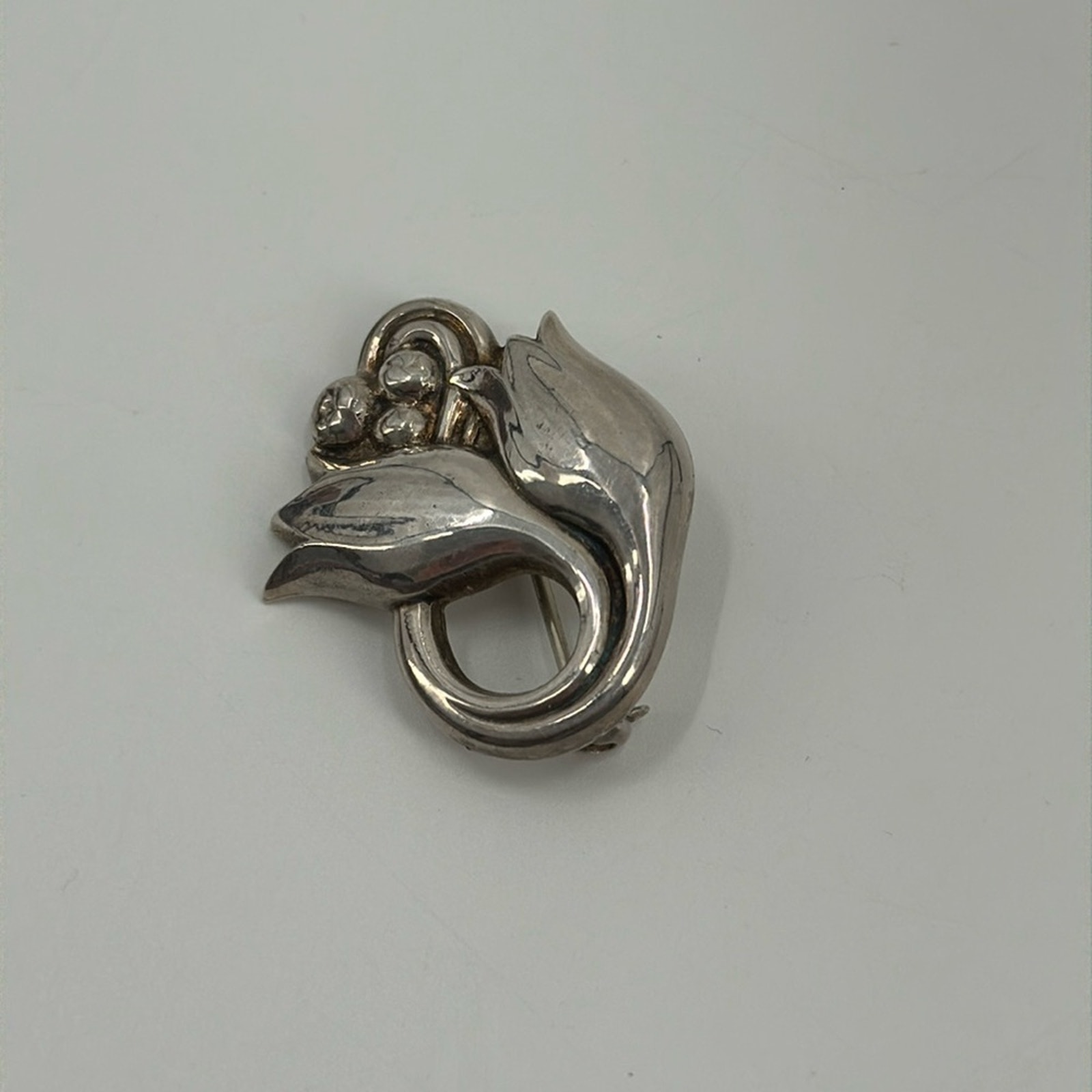 Georg Jensen Denmark Vintage Sterling Silver #100 Tulip brooch
