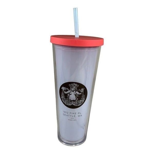 2014 Starbucks 24oz Venti Cup Straw Tumbler 1912 Pike Place Seattle RARE Mermaid