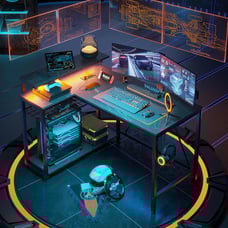 42 L-Shaped Gaming Desk with LED Lights