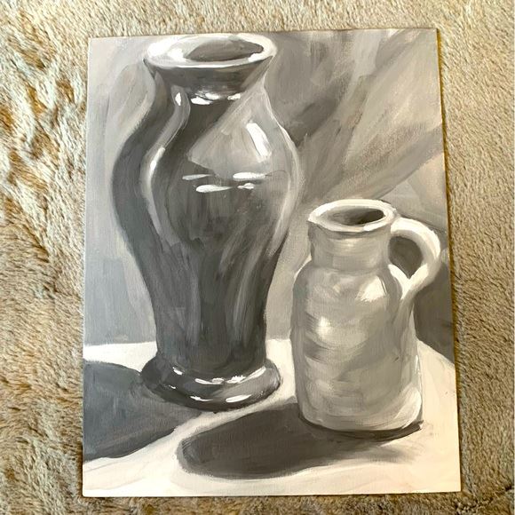 Oil Painting - Still life with vase and pitcher