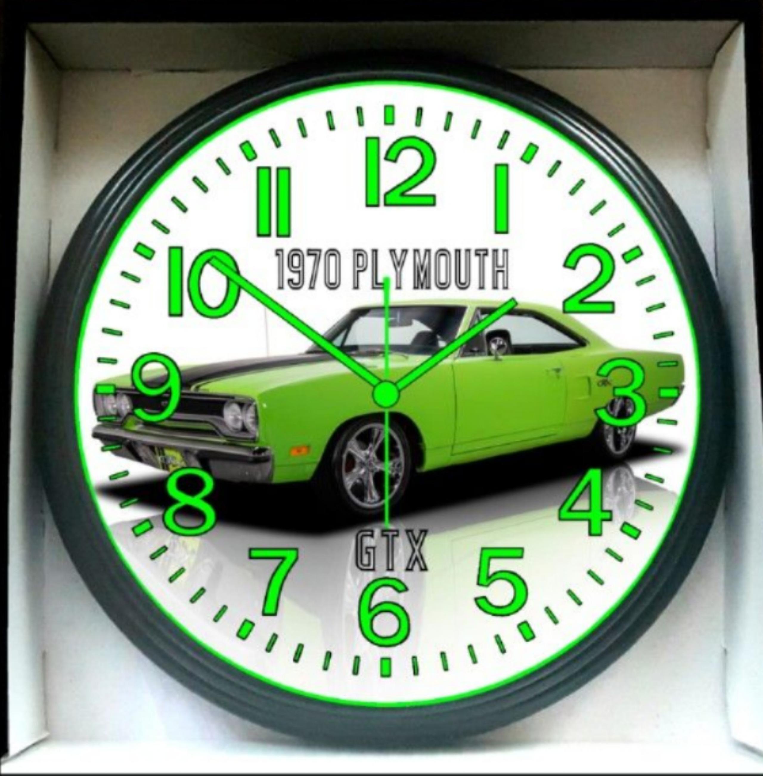 1970 Plymouth GTX Glow In The Dark Wall Clock New!