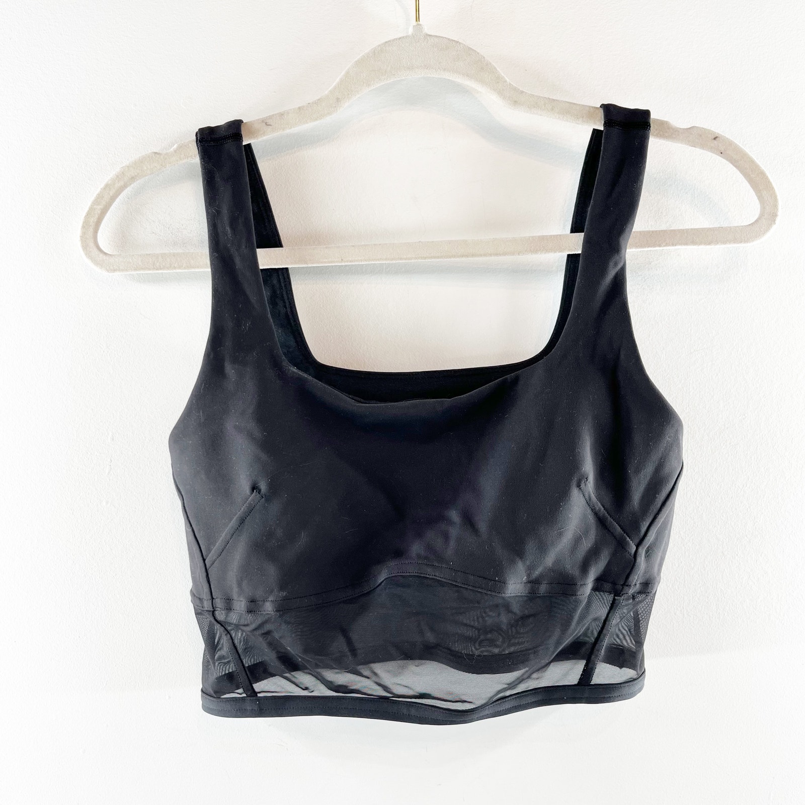 Lululemon Wunder Train Mesh Panel Crop Tank Top Black 6