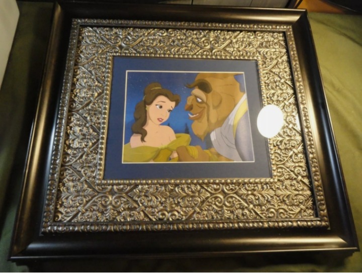 sz20x22 FRAMED DISNEY LITHOGRAPH BEAUTY & THE BEAST ORNATE MATTED FRAME LD 3509