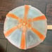 Art Deco Shade Ceiling Light Fixture Frosted Glass w/ Orange Etched Vintage MCM