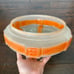 Art Deco Shade Ceiling Light Fixture Frosted Glass w/ Orange Etched Vintage MCM