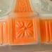 Art Deco Shade Ceiling Light Fixture Frosted Glass w/ Orange Etched Vintage MCM