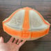 Art Deco Shade Ceiling Light Fixture Frosted Glass w/ Orange Etched Vintage MCM