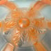 Art Deco Shade Ceiling Light Fixture Frosted Glass w/ Orange Etched Vintage MCM