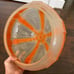 Art Deco Shade Ceiling Light Fixture Frosted Glass w/ Orange Etched Vintage MCM