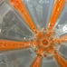 Art Deco Shade Ceiling Light Fixture Frosted Glass w/ Orange Etched Vintage MCM