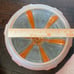 Art Deco Shade Ceiling Light Fixture Frosted Glass w/ Orange Etched Vintage MCM