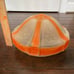 Art Deco Shade Ceiling Light Fixture Frosted Glass w/ Orange Etched Vintage MCM