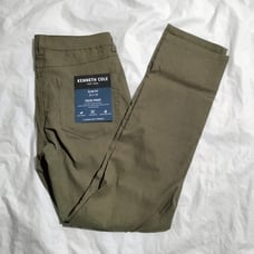 Kenneth Cole Men's 5-Pocket Tech Pants Slim Fit Lightweight Stretch Nylon Olive