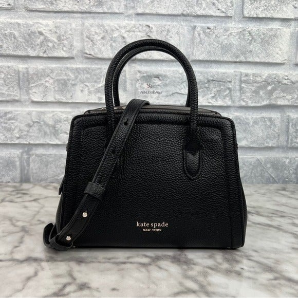 Kate Spade Knott Mini Pebbled Leather Satchel Crossbody In Black