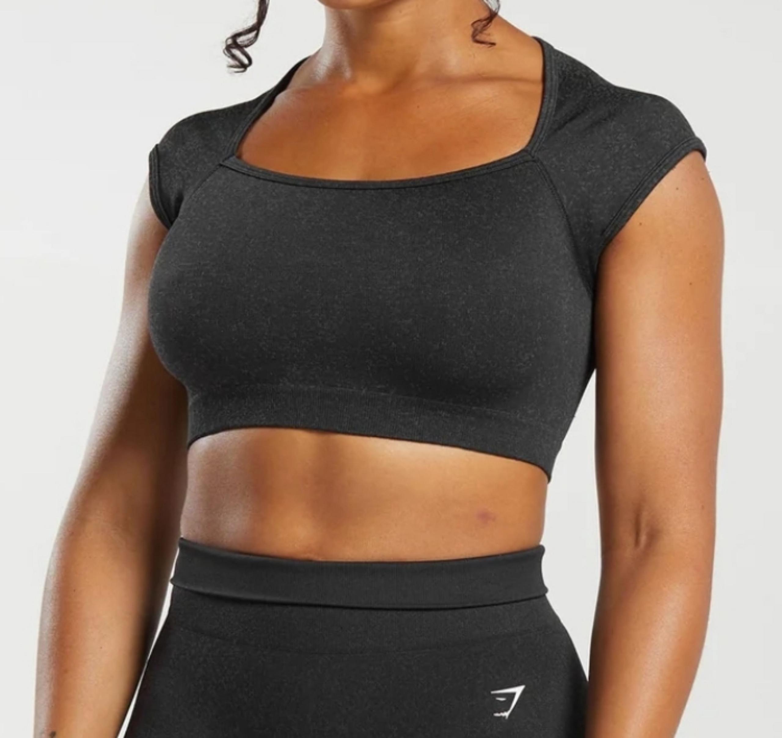 Gymshark Women's Adapt Fleck Seamless Crop Top Black/Smokey Grey / Size Large L
