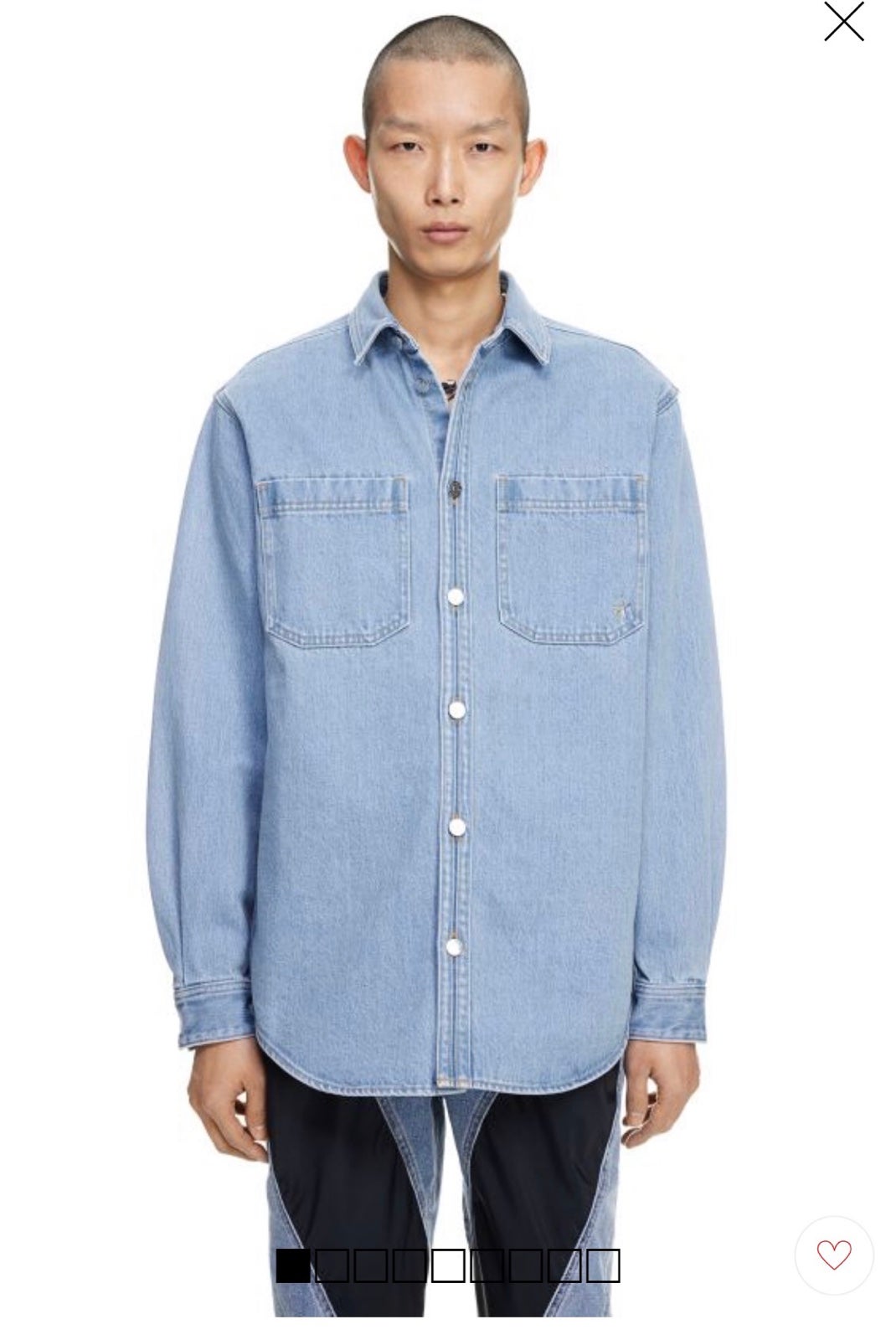 H&M x Mugler Light Denim Shirt Sz Medium NWT