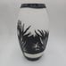 Vintage Cameo Style Art Glass Vase White Satin Black African Tribal Motif Large