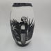 Vintage Cameo Style Art Glass Vase White Satin Black African Tribal Motif Large