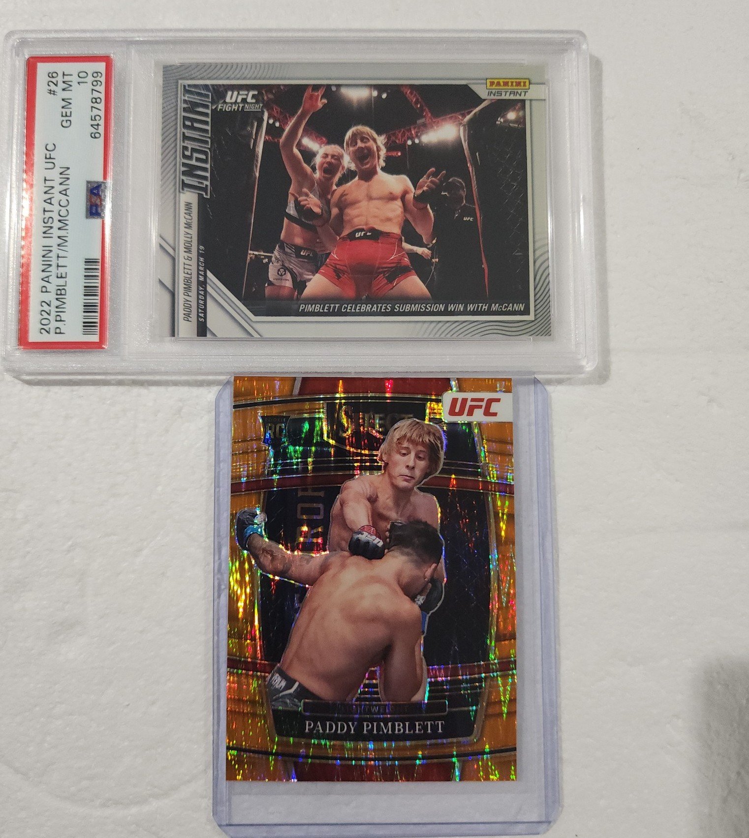 Paddy Pimblett PSA GRADE Mint 10 Panini Instant & Orange Prizm Panini Select