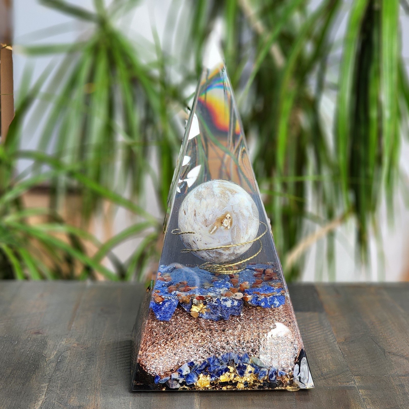 The Druzy Pyramid, Hand Made Powerful Orgonite. 11 H, 5-1/2 W Base  5 LB 14 oz