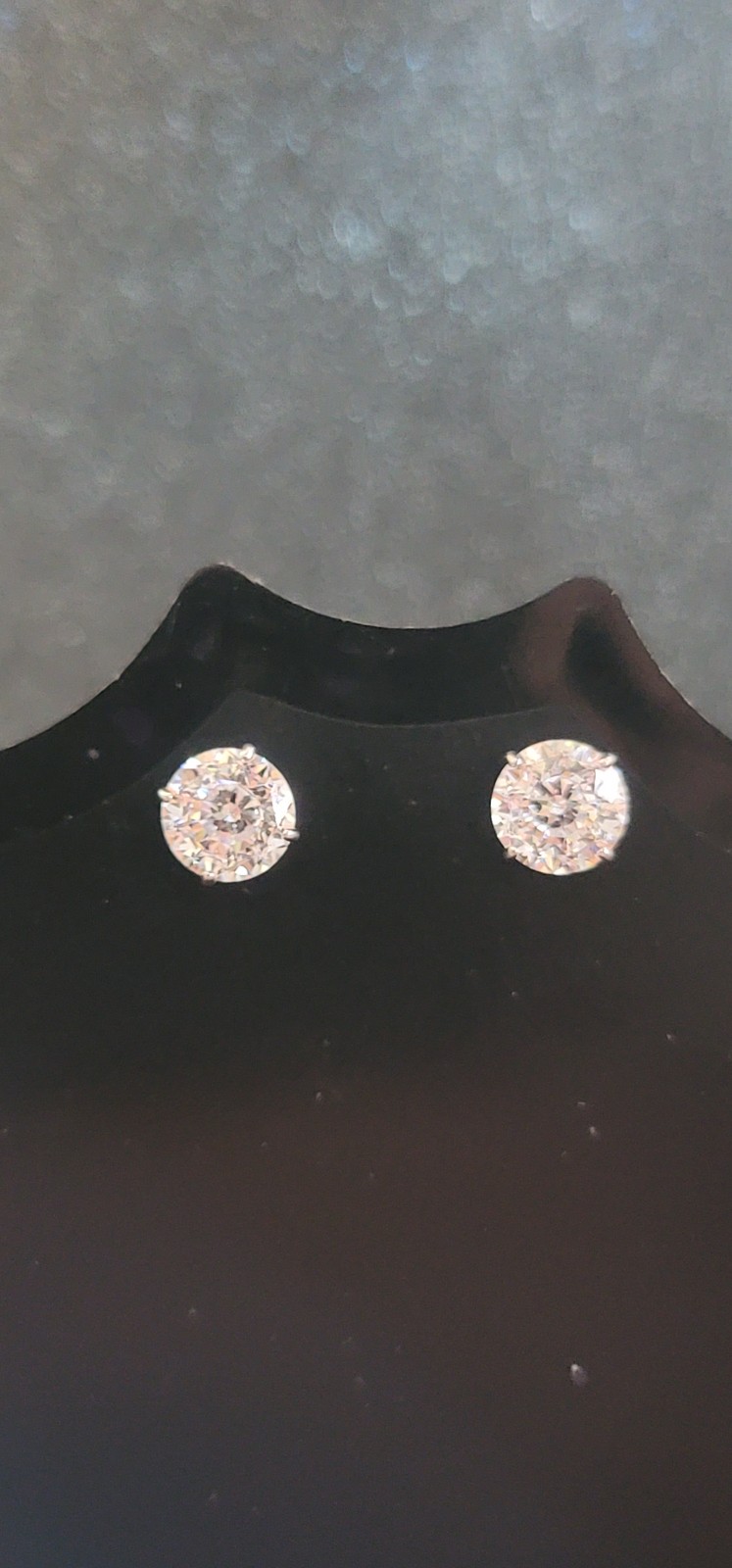 E226 199 14k White Gold 6mm White Diamond CZ Stud Earrings