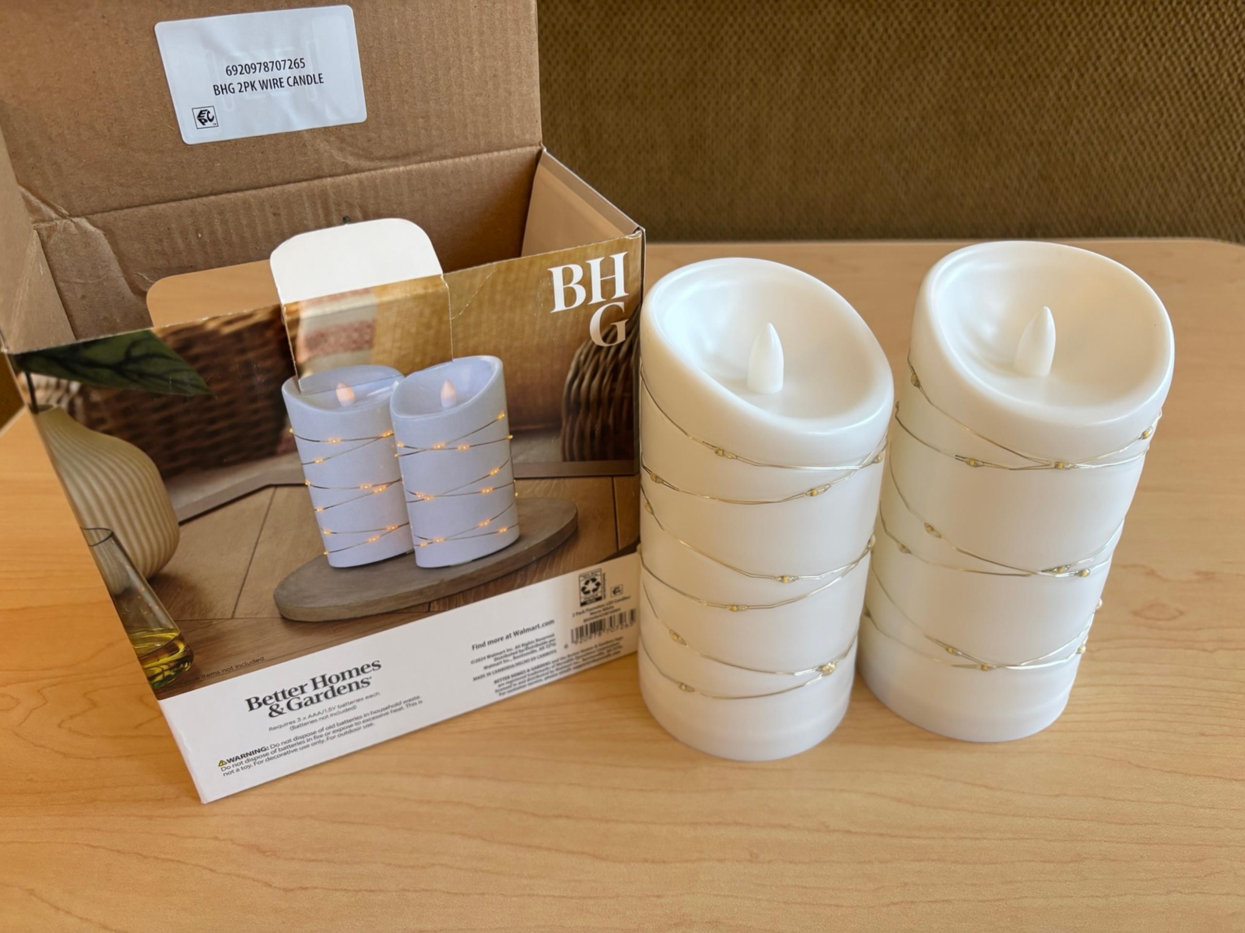 Better Homes & Gardens 6" Flameless Flicker Outdoor LED Candle Set *2 in package