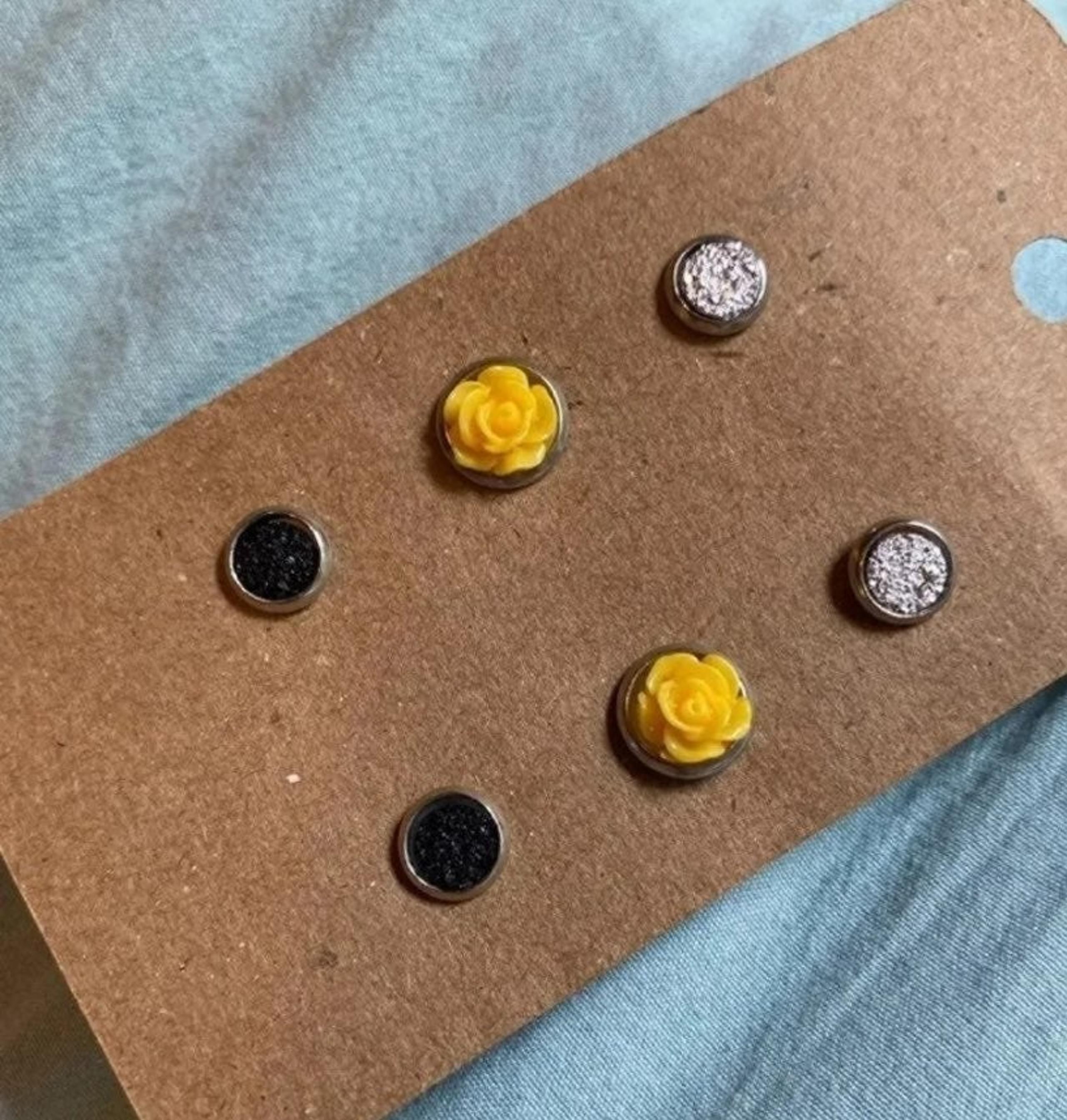 NEW Faux Druzy Stud Earrings Set