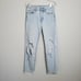 LEVI'S • Light Wash Wedgie Fit Raw Hem Distressed Ankle Jeans Sz 27