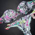 Victoria's Secret 32C BIKINI S itsy bottom BLACK WHITE PINK PURPLE PALM STRAPPY
